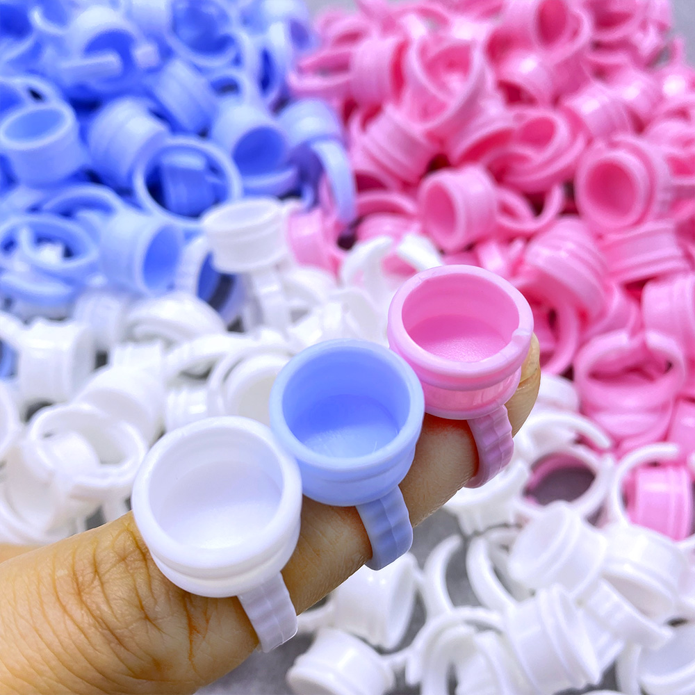 Eyelash Extension Double Lash - 100Pcs Disposable Glue Ring Cup For