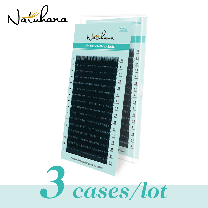NATUHANA 3Cases/Lot Mink Eyela - Eyelash Extension Korea Natural recension och pris