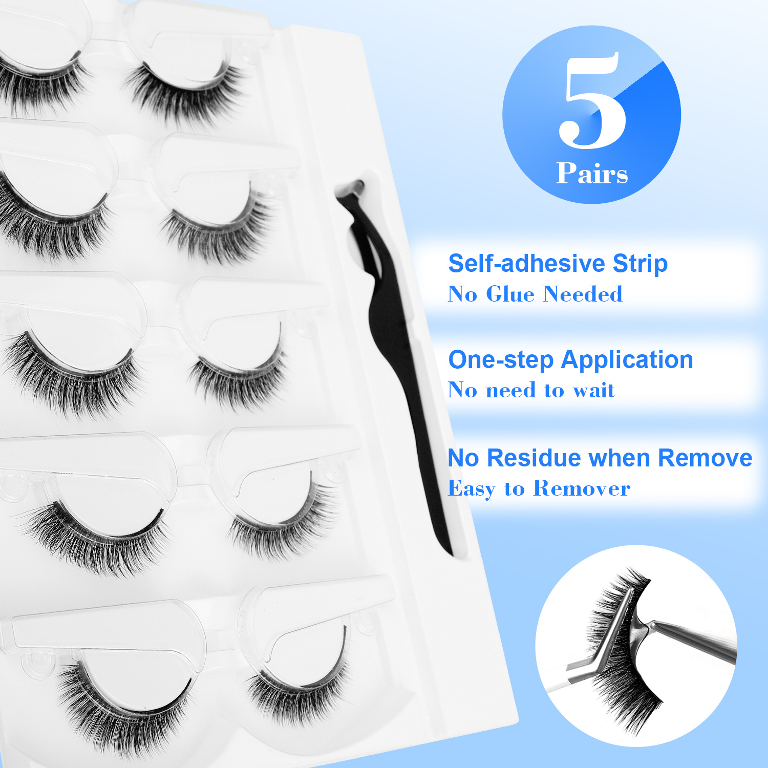 5 Pairs Glue-free Self-adhesiv - Eyelash Extension Uv Glue recension och pris